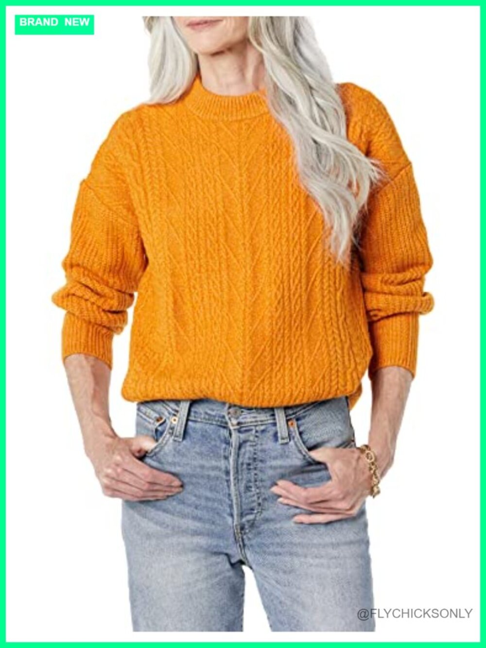 Women's Cable Knit Sweater Relaxed Fit Crewneck Soft Touch Pullover